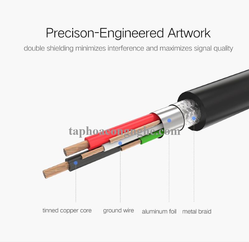 Ugreen 10351 3M màu Đen Cáp USB 2.0 sang USB B máy in đầu mạ vàng US135 30010351